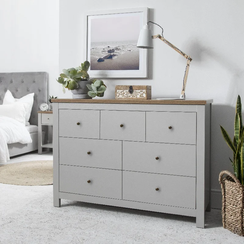 Bampton 7 Drawer Chest of Drawers  - Stone Grey