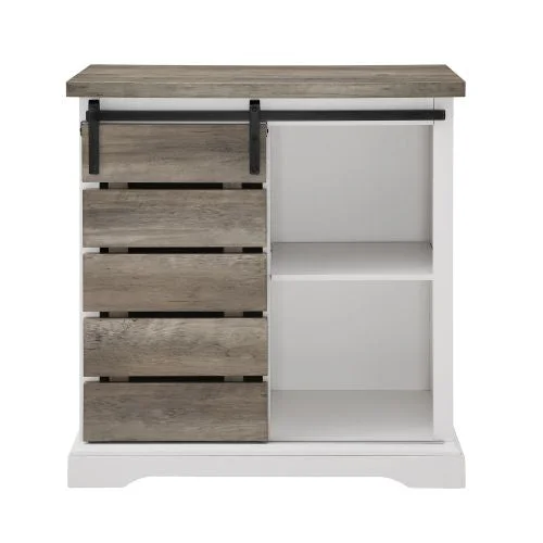 32" Rustic Farmhouse Console Solid White/Grey Wash