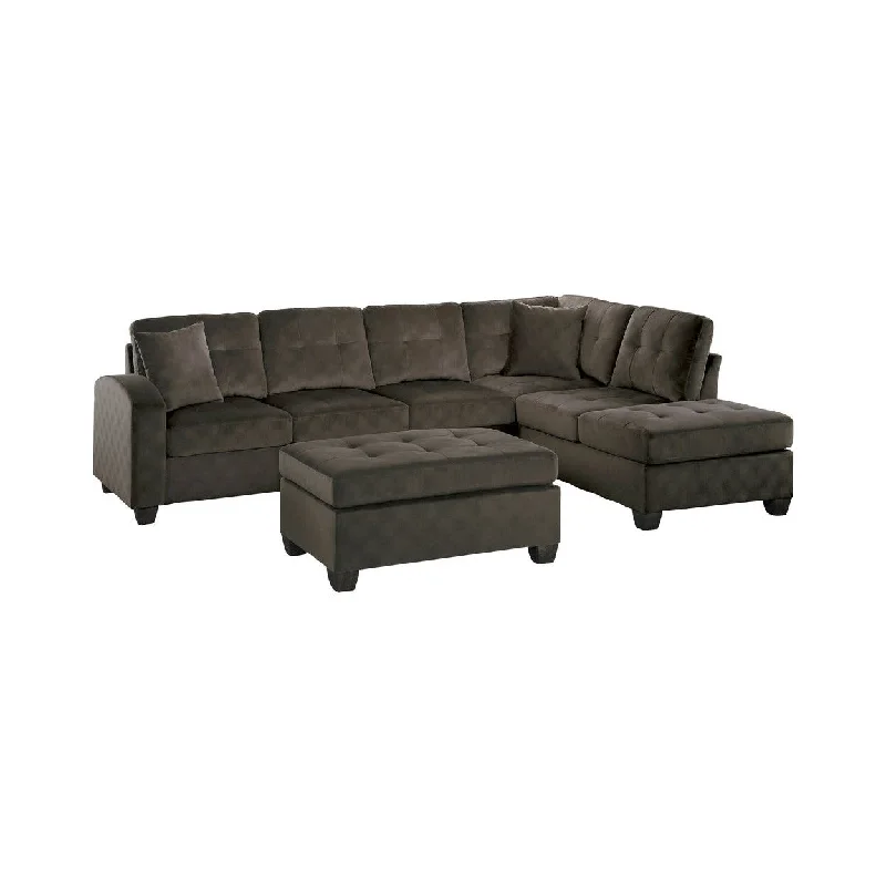 Homelegance Emilio (3)3-Piece Reversible Sectional with Ottoman