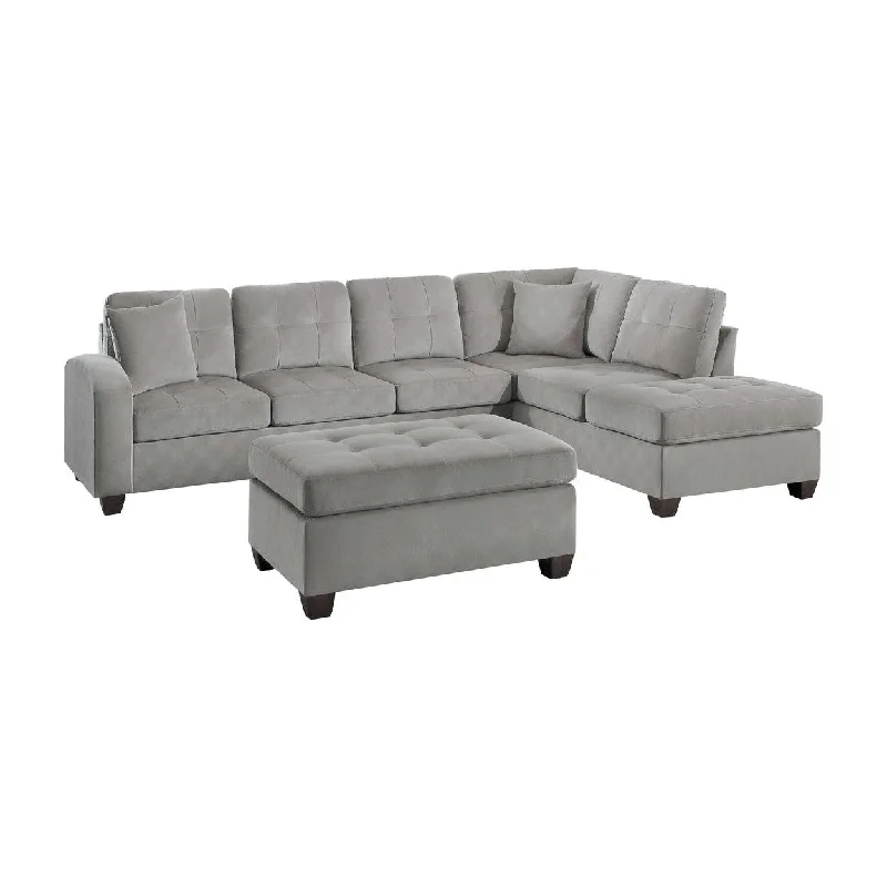 Homelegance Emilio (3)3-Piece Reversible Sectional with Ottoman