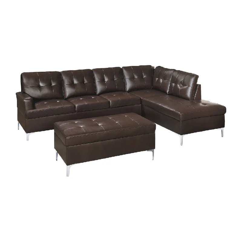 Homelegance Barrington (3)3-Piece Sectional with Right Chaise and Ottoman