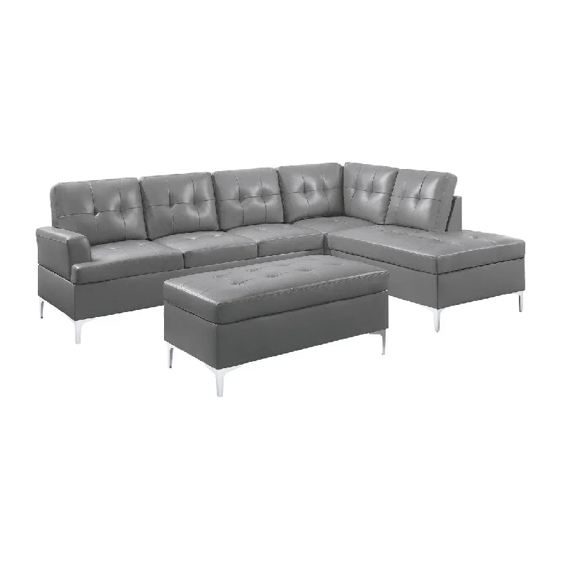 Homelegance Barrington (3)3-Piece Sectional with Right Chaise and Ottoman