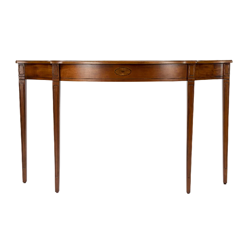 54" Traditional Demilune Console Table in Medium Brown