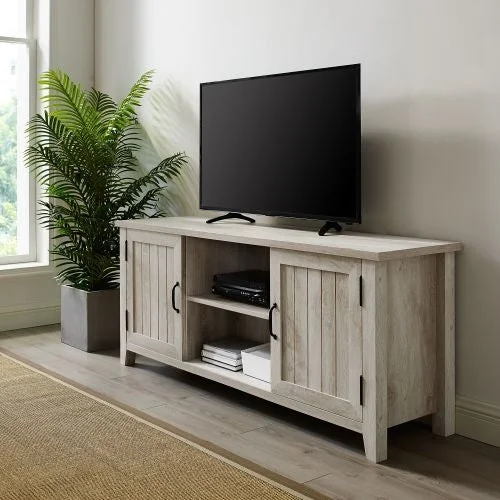 58" Modern Farmhouse TV Stand White Oak