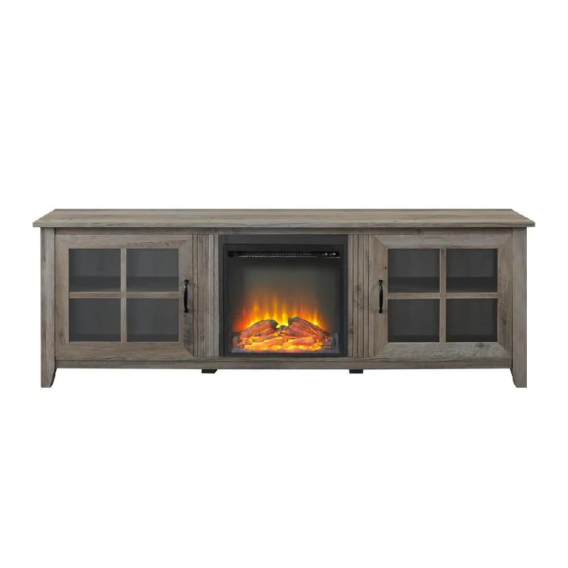 70" Farmhouse Fireplace Wood TV Stand