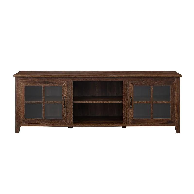 70" Farmhouse Wood TV Stand Dark Walnut