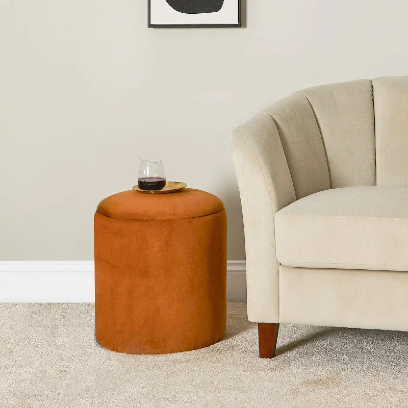 Abigail Storage Pouffe/Footstool - Burnt Orange