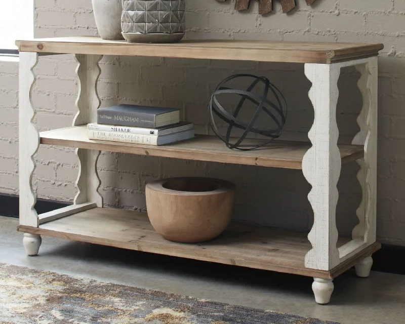 Alwyndale Console Sofa Table Antique White/Brown by Ashley Furniture