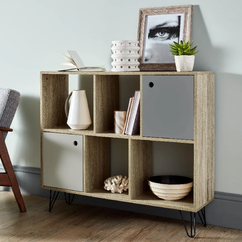 Anderson Cube Storage Unit - Oak Effect with Grey Cupboards