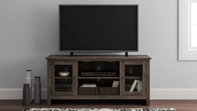 Arlenbry Gray Large TV Stand with Fireplace Option by Ashley Furniture