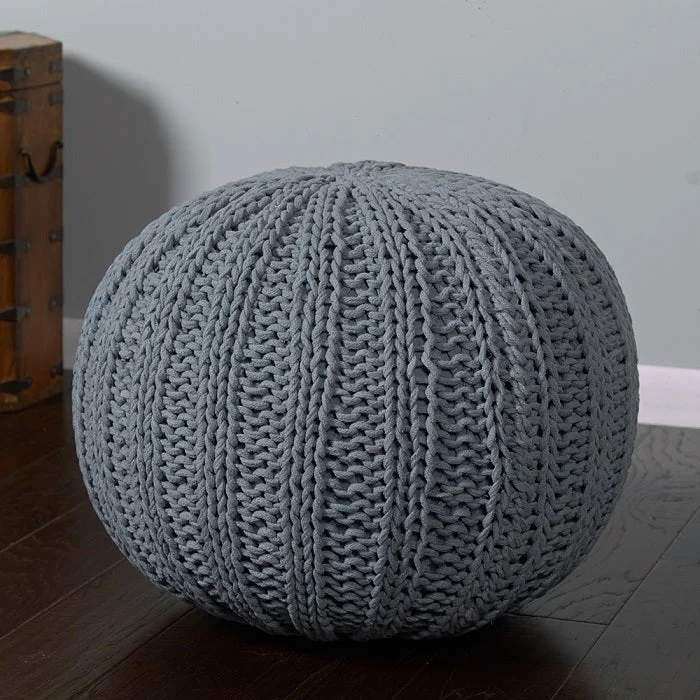 Array Isle Aluminum Knitted Pouf Ottoman