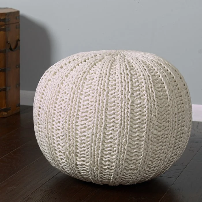 Array Isle Bone Knitted Pouf Ottoman