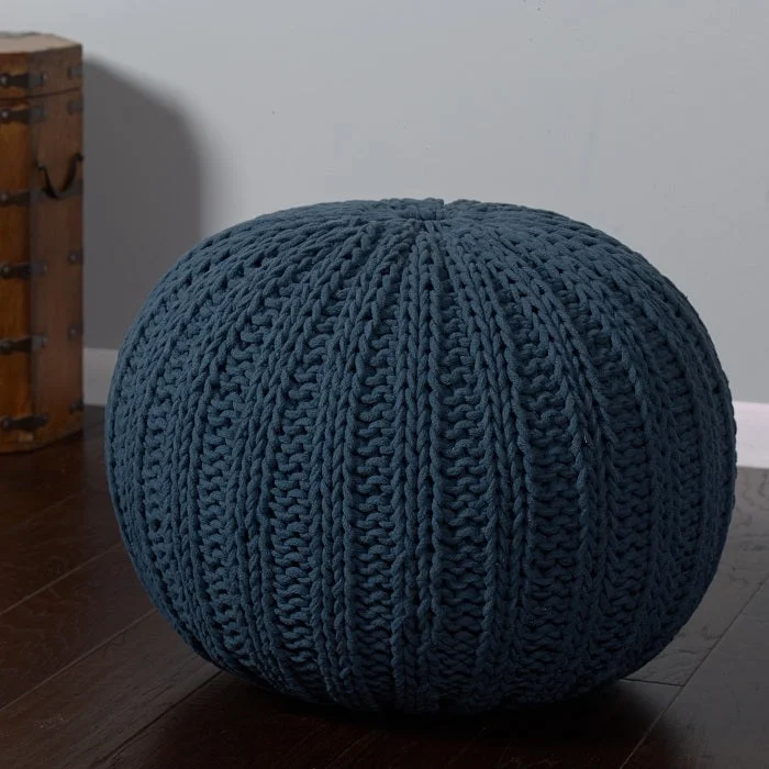 Array Isle Midnight Knitted Pouf Ottoman