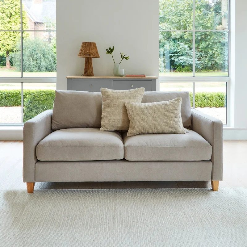 Ava 2 Seater Sofa - Soft Beige with Pale Oak Legs