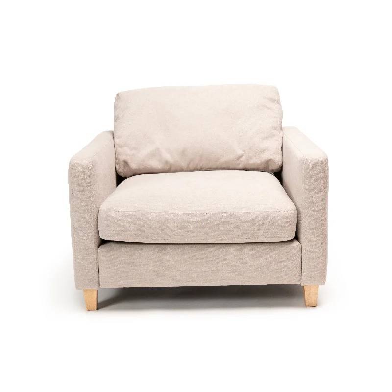 Ava Armchair - Soft Beige with Pale Oak Legs