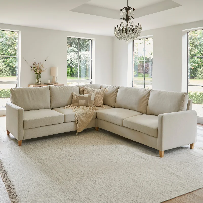 Ava Corner Sofa - Sand with Pale Oak Legs