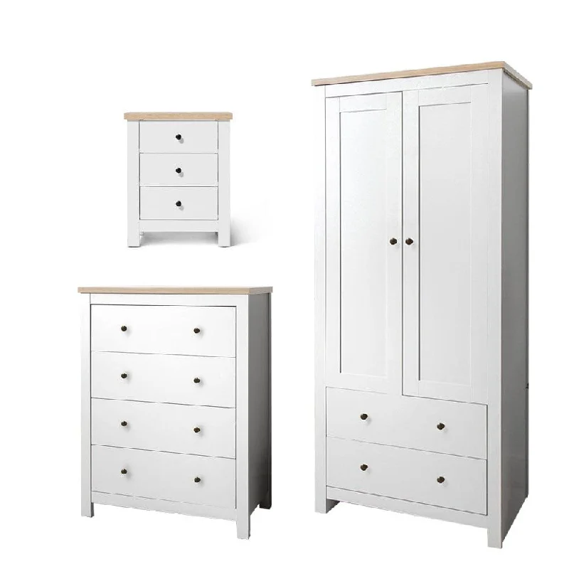 Bampton 3 Piece Bedroom Set - Chest of 4 Drawers - Alabaster White