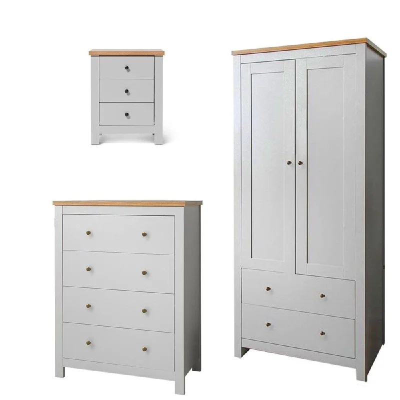 Bampton 3 Piece Bedroom Set - Chest of 4 Drawers - Stone Grey