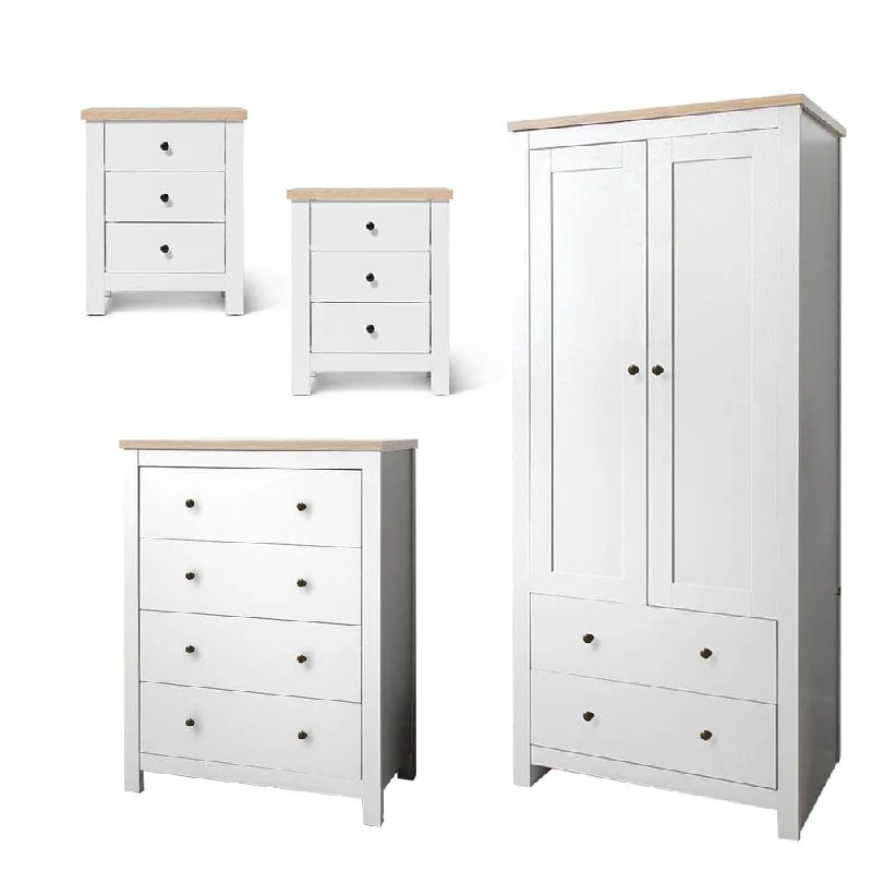 Bampton 4 Piece Bedroom Set - Chest of 4 Drawers - Alabaster White