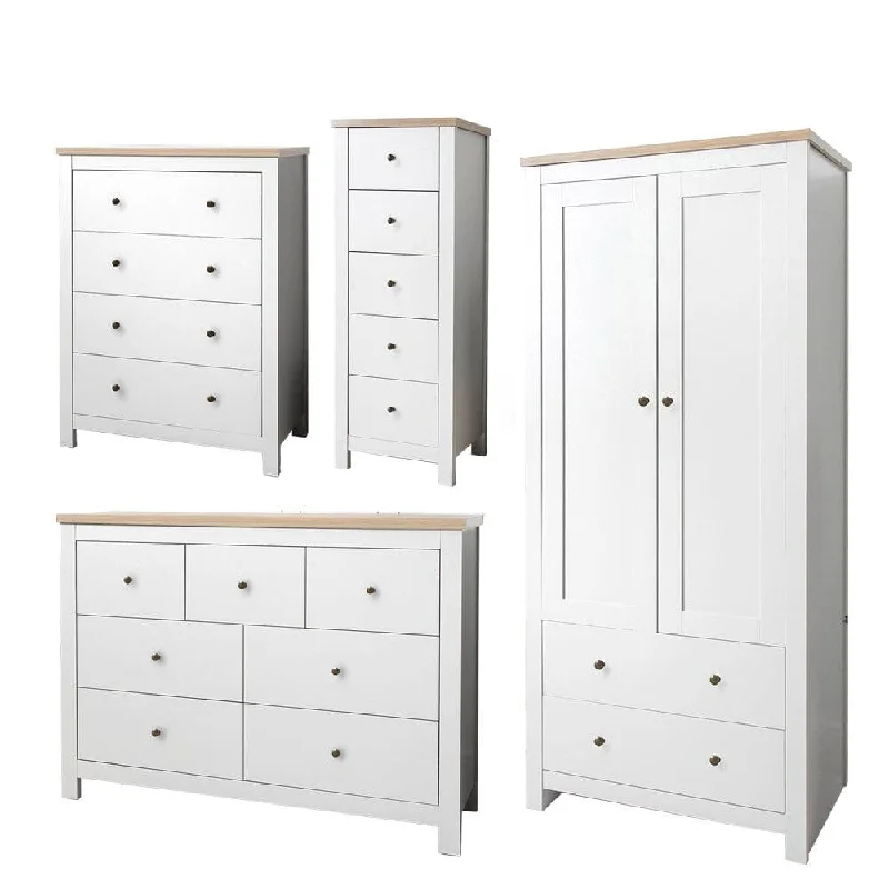 Bampton Wardrobe & Drawers Bedroom Set - Alabaster White