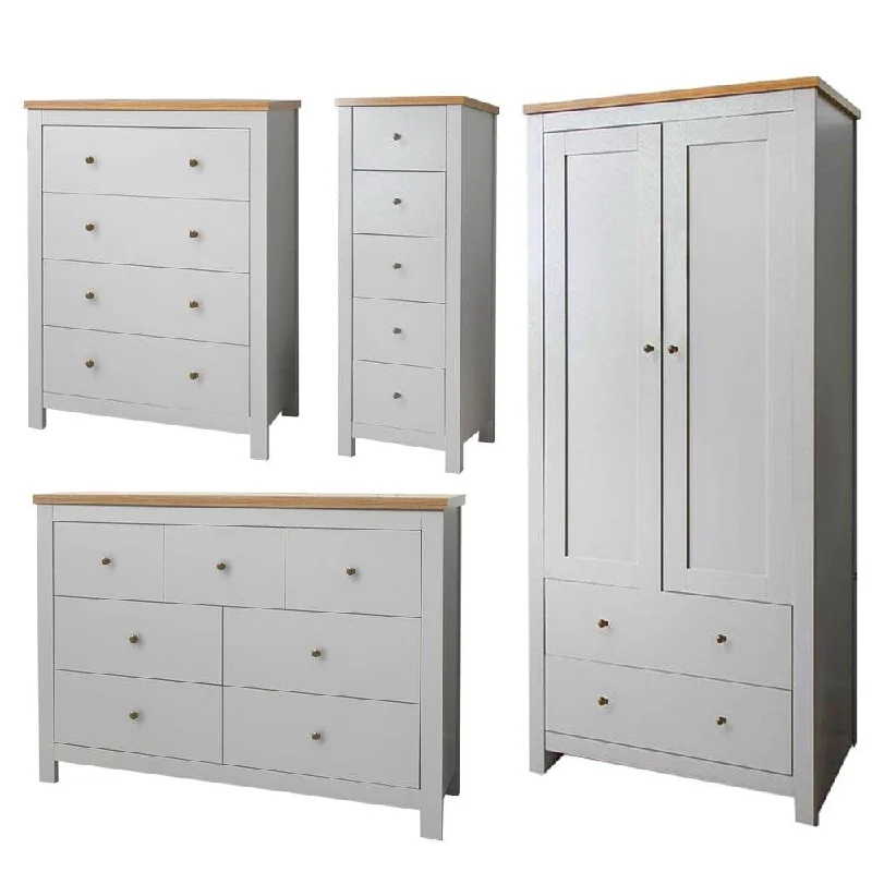 Bampton Wardrobe & Drawers Bedroom Set - Stone Grey