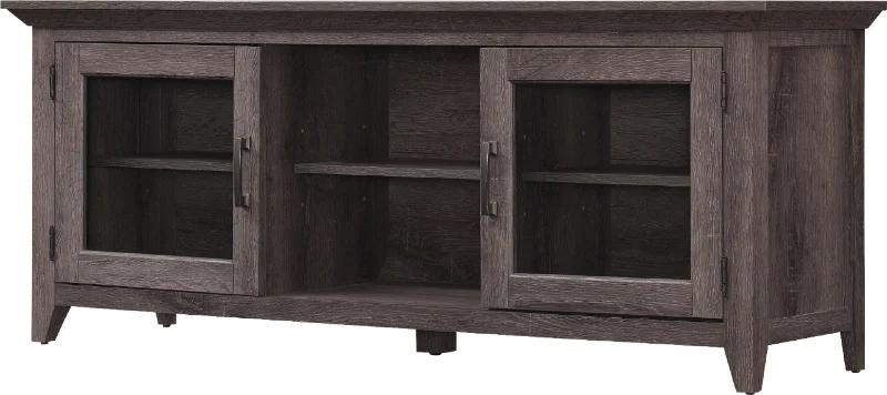 Bell'O - TV Stand for Most Flat Panel TV's Up to 65" with Glass-Front Cabinets - Embossing Oak