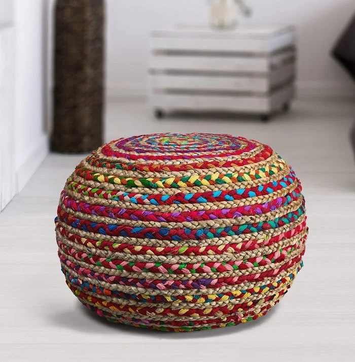 Boho Beauty Braided Pouf Ottoman