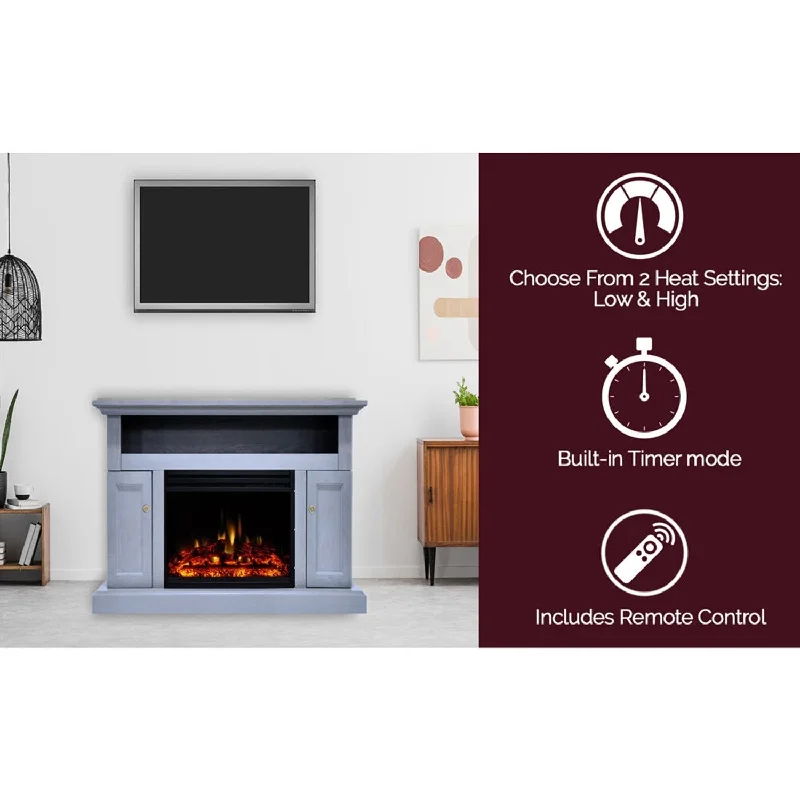 Cambridge Sorrento Electric Fireplace Heater with 47-In. Blue TV Stand