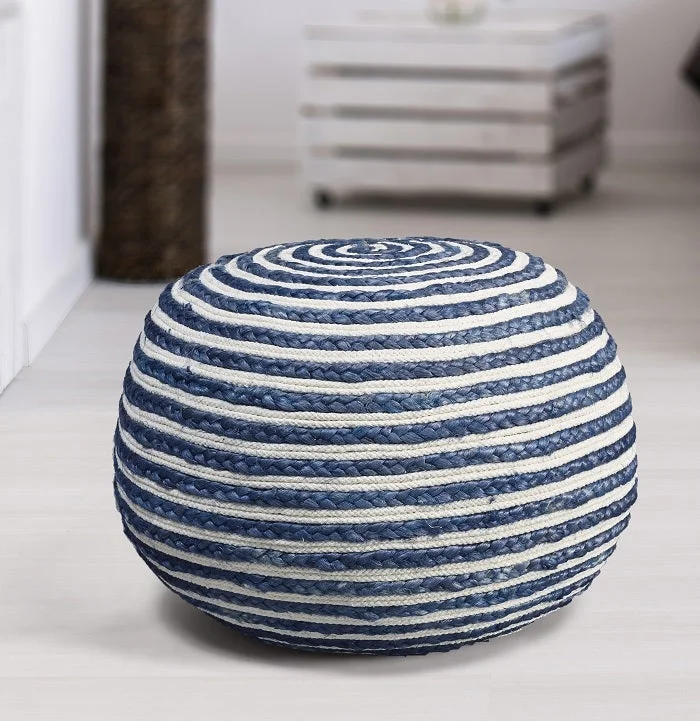 Corcovado Deep Sea Braided Pouf Ottoman