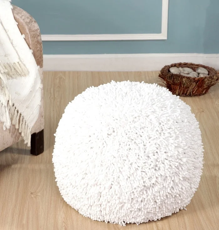 Dandelion Breeze Shaggy Pouf Ottoman