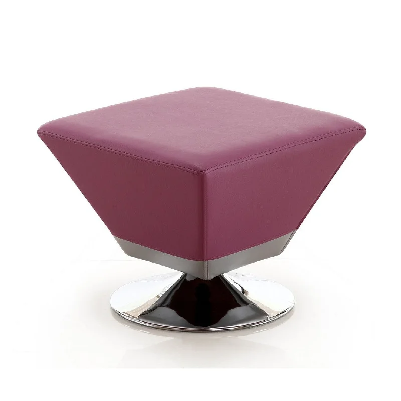 Diamond Swivel Ottoman in Purple and Polished Chrome