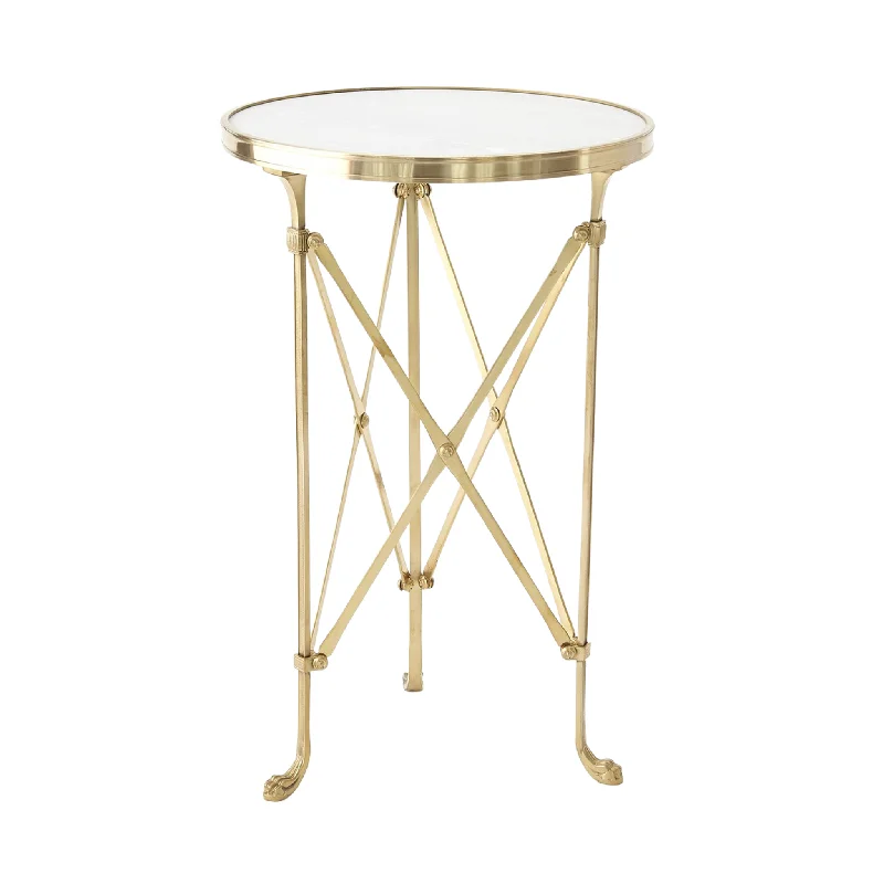 Directoire Brass Side Table With Marble Top