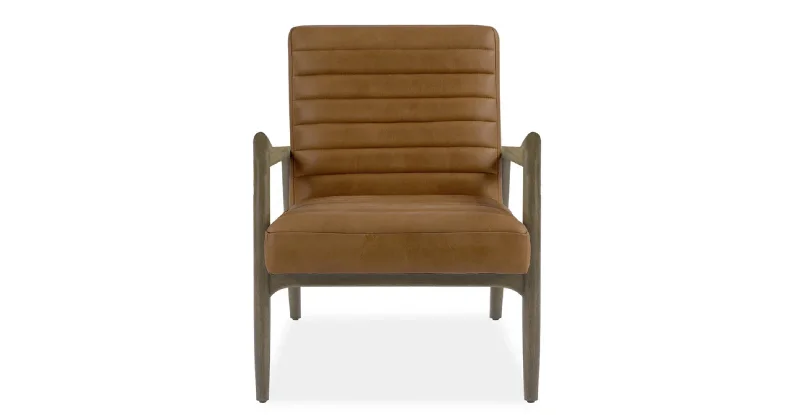 Ewell Accent Chair Leather in Black or Cognac Caramel