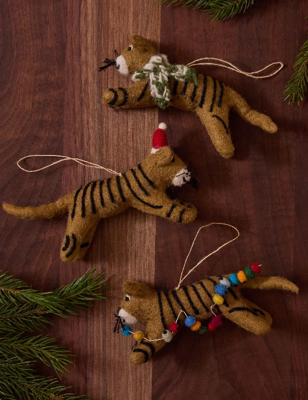 Felt Tiger Trio Ornaments (Set of 3) by Sarah Sherman Samuel