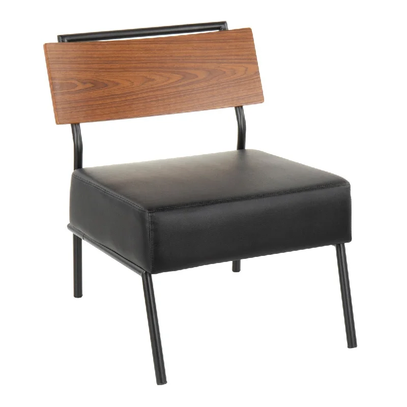 Fiji Contemporary Accent Chair in Faux Leather with Walnut Wood Accent by LumiSource