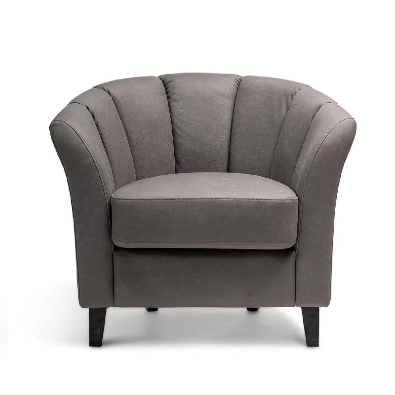 Florence Steel Grey Vegan Leather Armchair with Black Legs