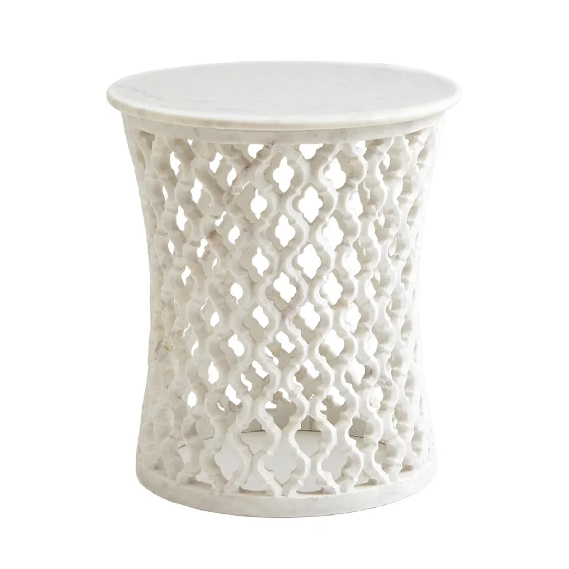 Fretwork Design Marble Side Table