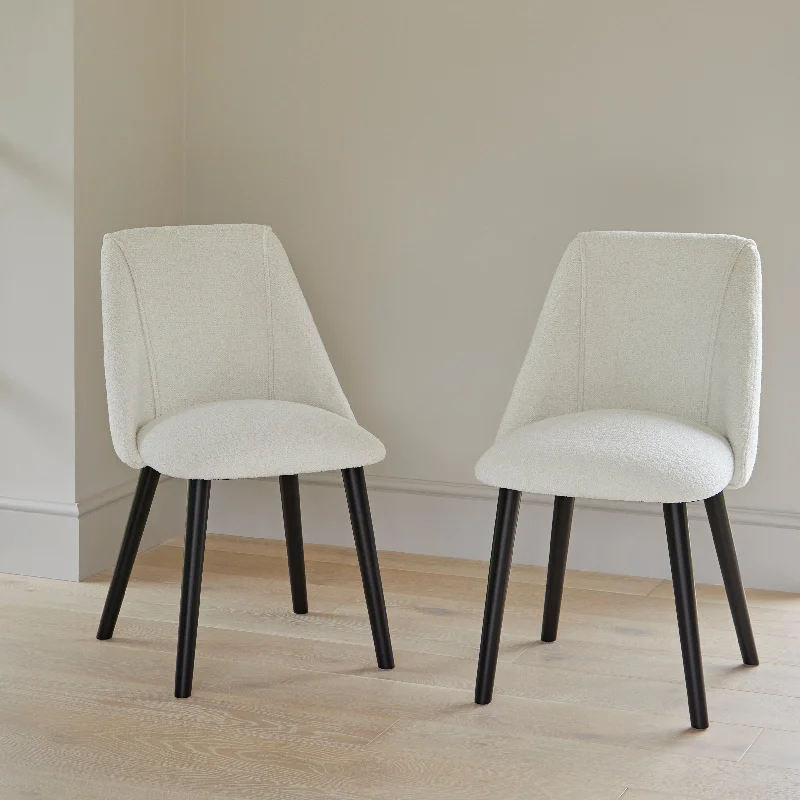 Freya Dining Chair - Set Of 2 - Boucle with Black Oak legs