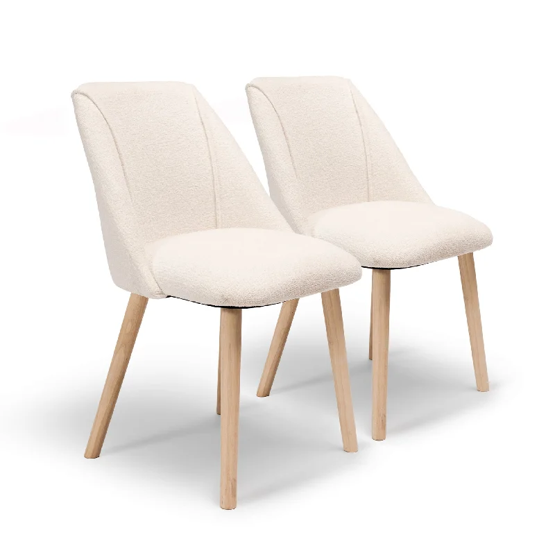 Freya Dining Chair - Set Of 2 - Boucle with Whitewash Oak Legs