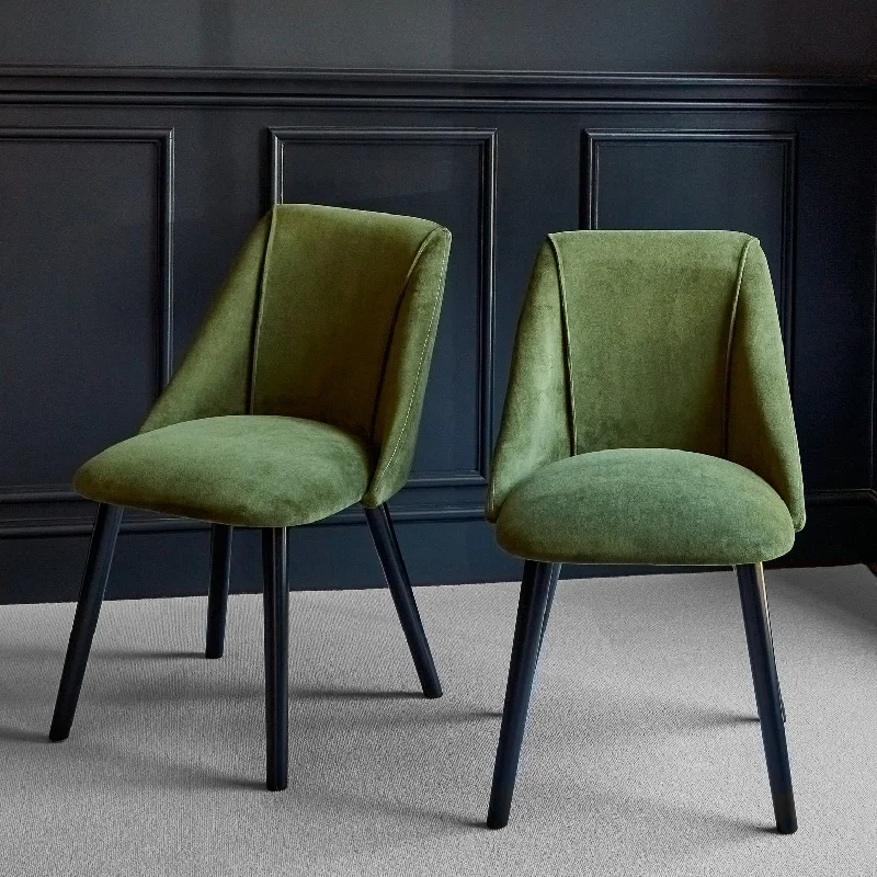 Freya Dining Chairs - Set Of 2 - Fern Green with Black Oak Legs