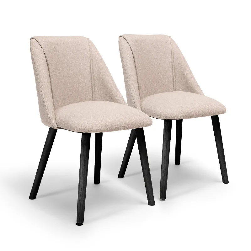 Freya Dining Chairs - Set Of 2 - Fossil with Black Oak Legs