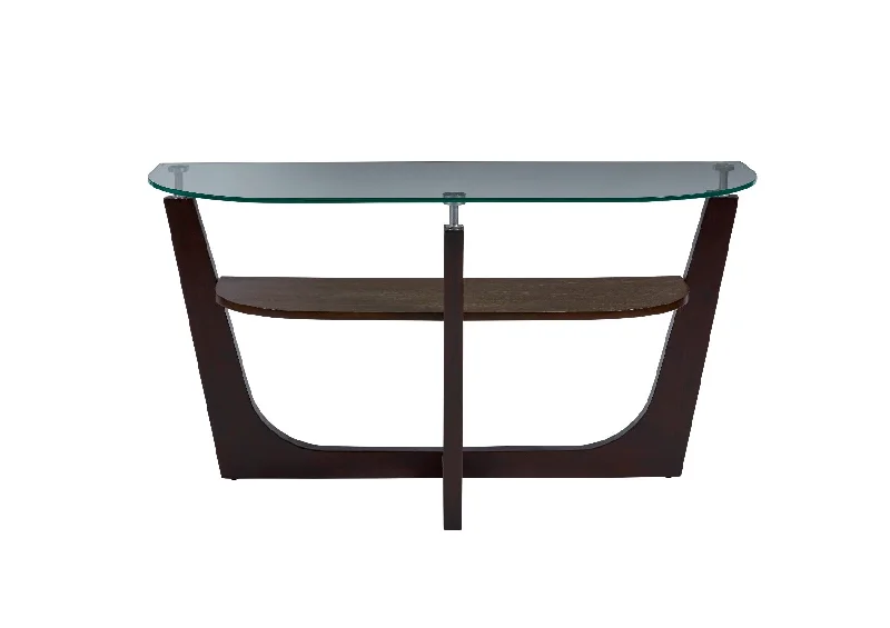 Glass Top Sofa/Console Table Espresso And Brown