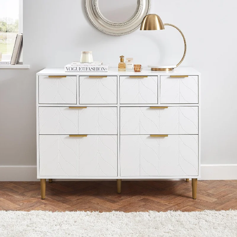 Gloria 8 Drawer Chest of Drawers- Snow White