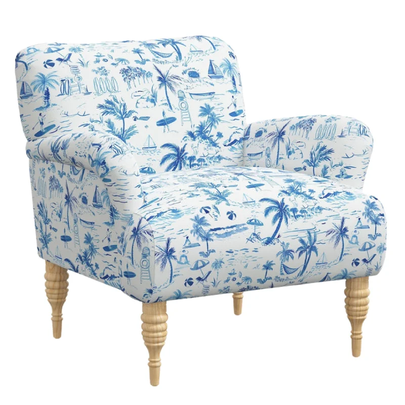 Gray Malin x Cloth & Company Navy Blue Beach Toile Arm Chair