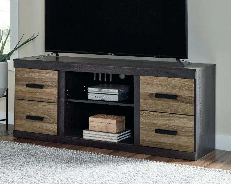 Harlinton Warm Gray Large TV Stand with Fireplace Option by Ashley Furniture