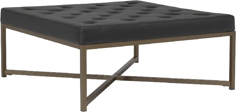 Home Camber Modern Large Cocktail Tufted Square Ottoman with Metal Frame - $100