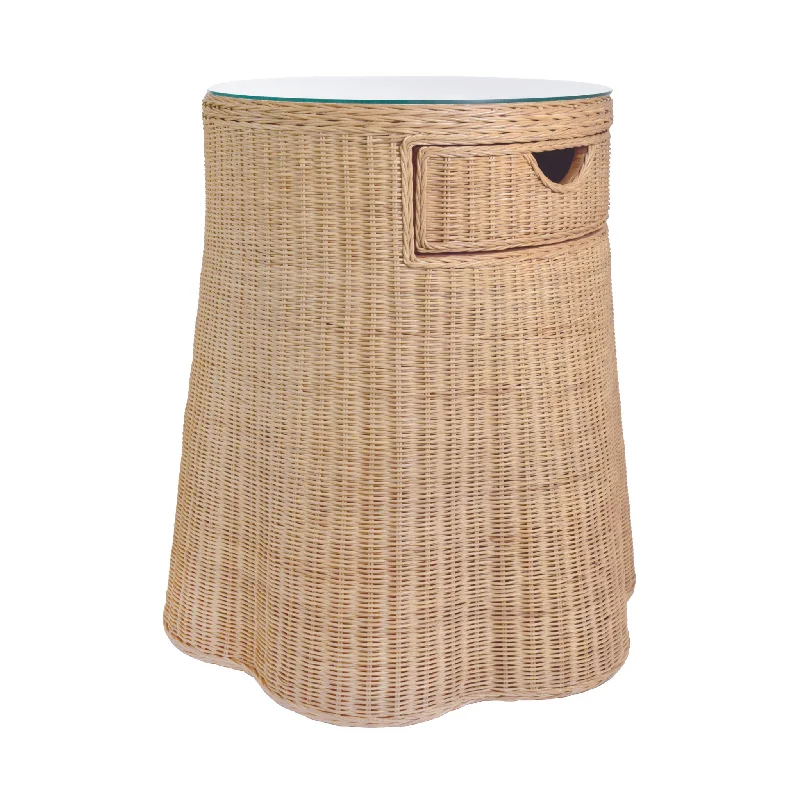 Ingrid One Drawer Round Rattan Side Table