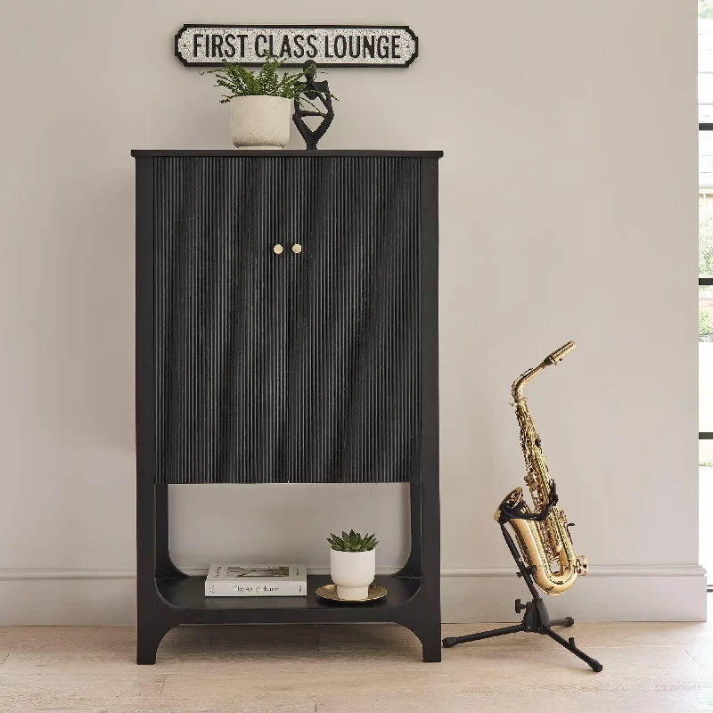 Jade 2 Door Tall Cabinet - Black