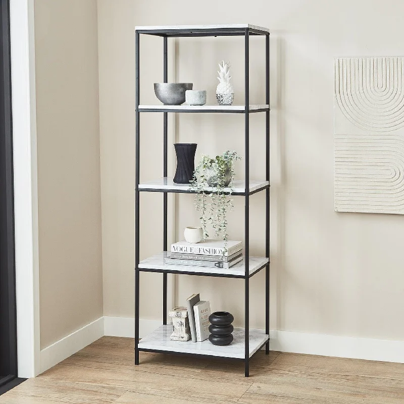 Jay Bookcase - Marble Effect & Black