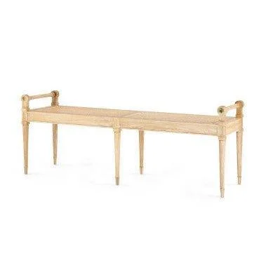 Large Hand Carved Paris Bench in Natural Finish